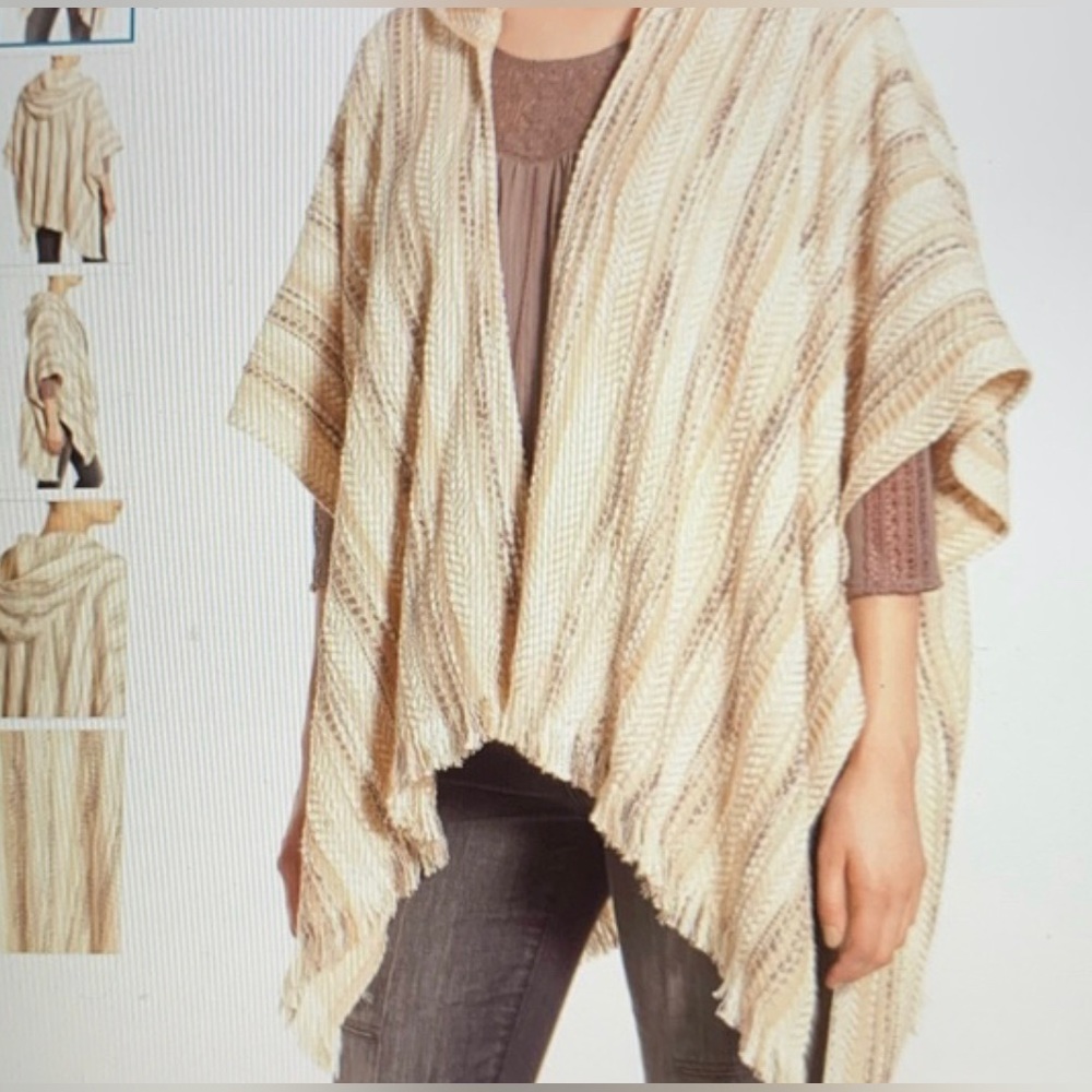 Sweater Poncho | Khaki Textured Print |One Size Fits All